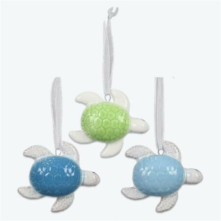 YOUNGS 3.5 in. Porcelain Turtle Ornament, Assorted Style - Set of 3 60350